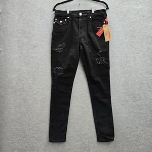 True Religion Women‎ Jeans 30 Black Halle High Rise Distressed Skinny NWT